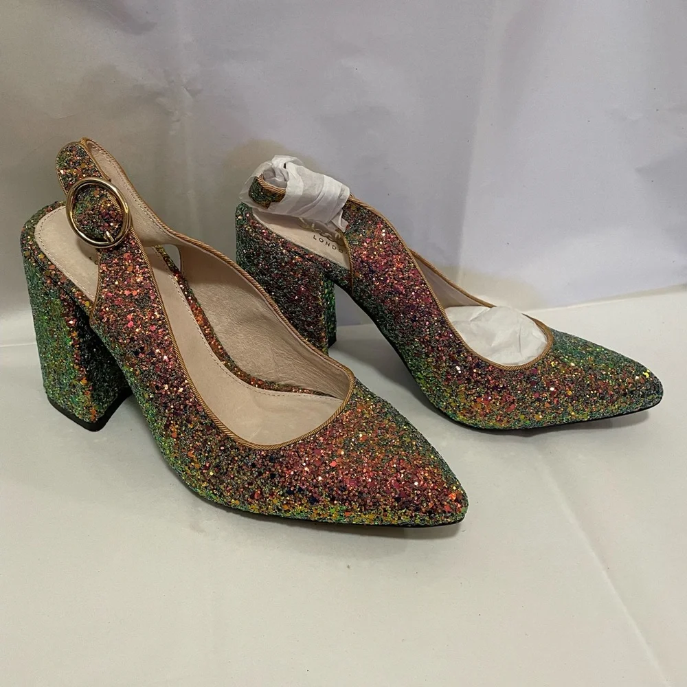 🎉HP🎉Shelly London Peacock Glitter Heels - Picture 9 of 16